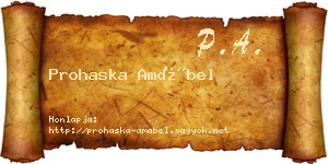 Prohaska Amábel névjegykártya